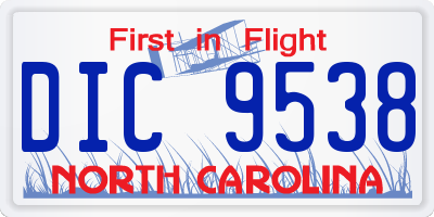 NC license plate DIC9538