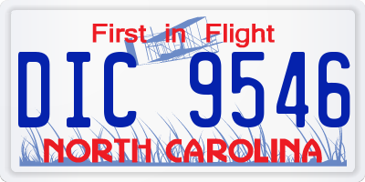 NC license plate DIC9546