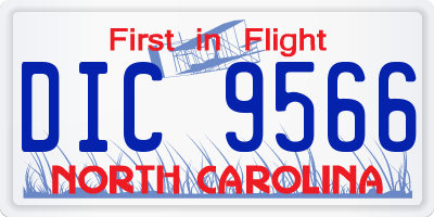 NC license plate DIC9566