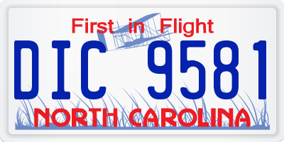 NC license plate DIC9581