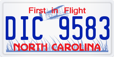 NC license plate DIC9583