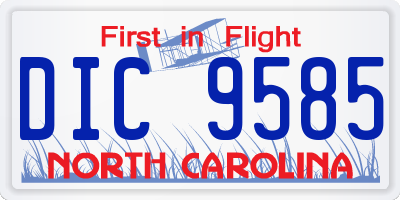 NC license plate DIC9585