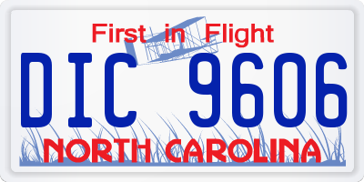 NC license plate DIC9606