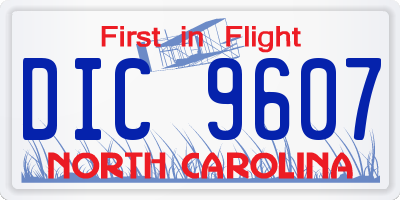 NC license plate DIC9607