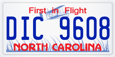 NC license plate DIC9608