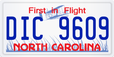 NC license plate DIC9609