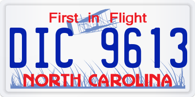 NC license plate DIC9613