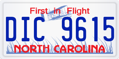 NC license plate DIC9615