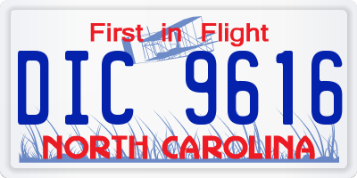 NC license plate DIC9616
