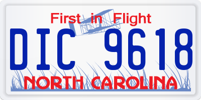 NC license plate DIC9618
