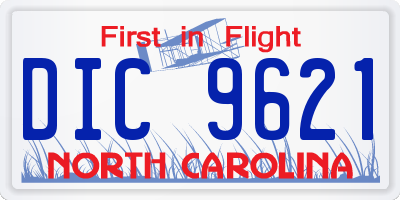 NC license plate DIC9621