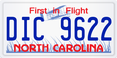 NC license plate DIC9622