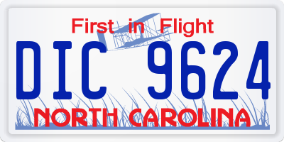 NC license plate DIC9624