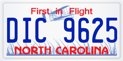 NC license plate DIC9625