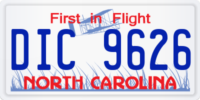 NC license plate DIC9626