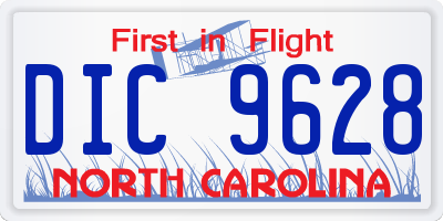 NC license plate DIC9628