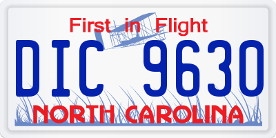NC license plate DIC9630