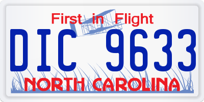 NC license plate DIC9633