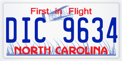 NC license plate DIC9634