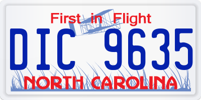 NC license plate DIC9635