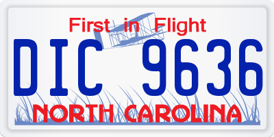 NC license plate DIC9636