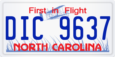 NC license plate DIC9637