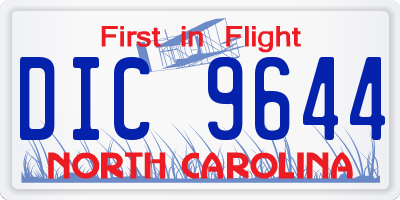NC license plate DIC9644