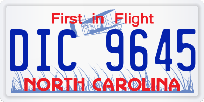 NC license plate DIC9645