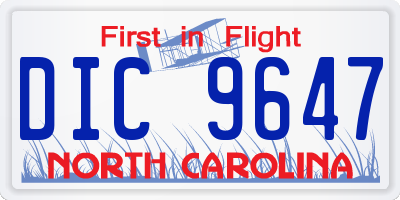 NC license plate DIC9647
