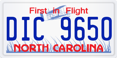 NC license plate DIC9650
