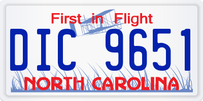 NC license plate DIC9651