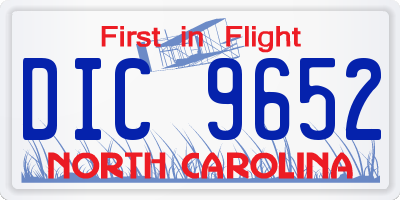 NC license plate DIC9652