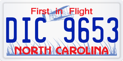 NC license plate DIC9653