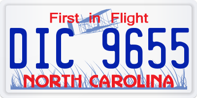 NC license plate DIC9655