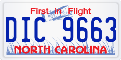 NC license plate DIC9663