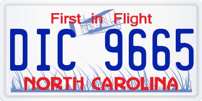 NC license plate DIC9665