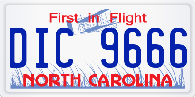 NC license plate DIC9666