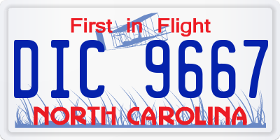 NC license plate DIC9667