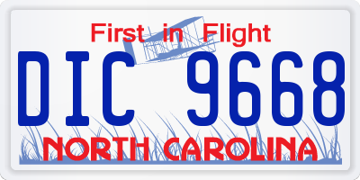 NC license plate DIC9668