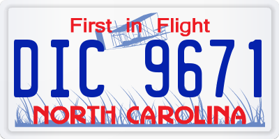 NC license plate DIC9671