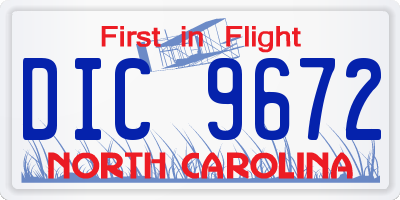 NC license plate DIC9672