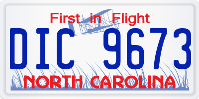 NC license plate DIC9673