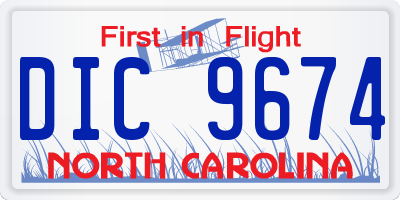NC license plate DIC9674