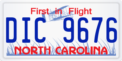 NC license plate DIC9676
