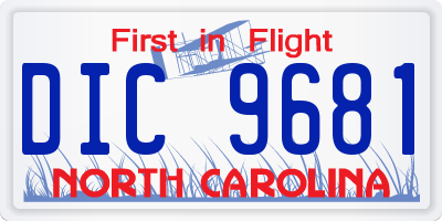 NC license plate DIC9681