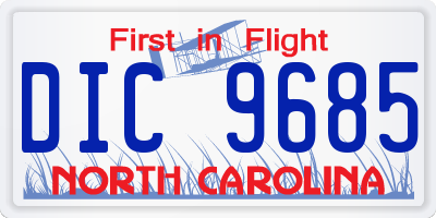 NC license plate DIC9685
