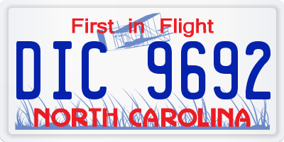 NC license plate DIC9692