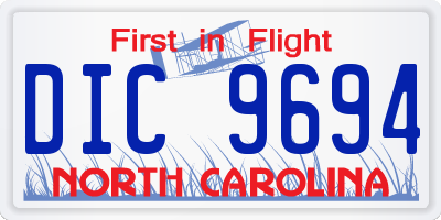 NC license plate DIC9694