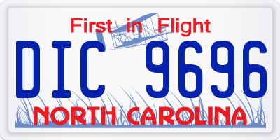 NC license plate DIC9696
