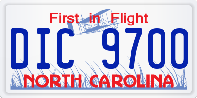 NC license plate DIC9700